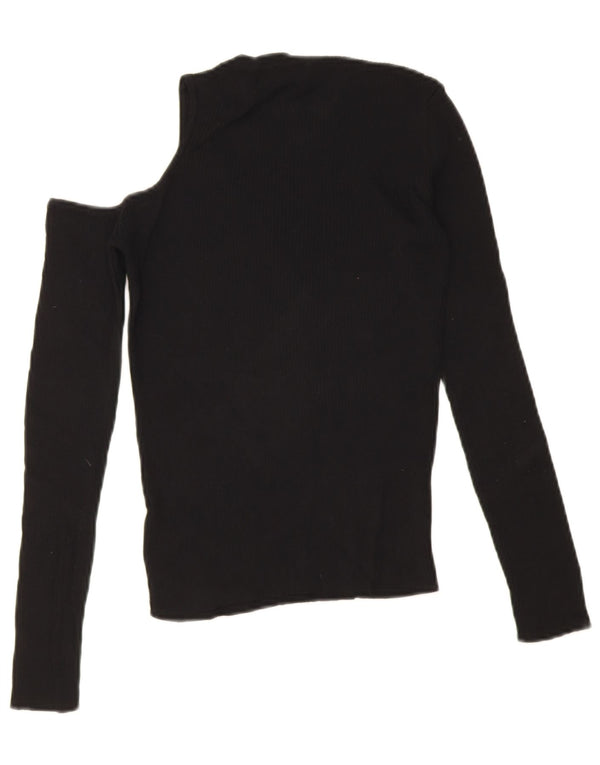 Zara Womens One Shoulder Top UK 12 Medium Black