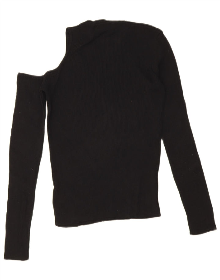 Zara Womens One Shoulder Top UK 12 Medium Black