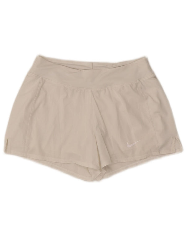 Nike Dame Dri Fit Sports Shorts UK 10 Small White