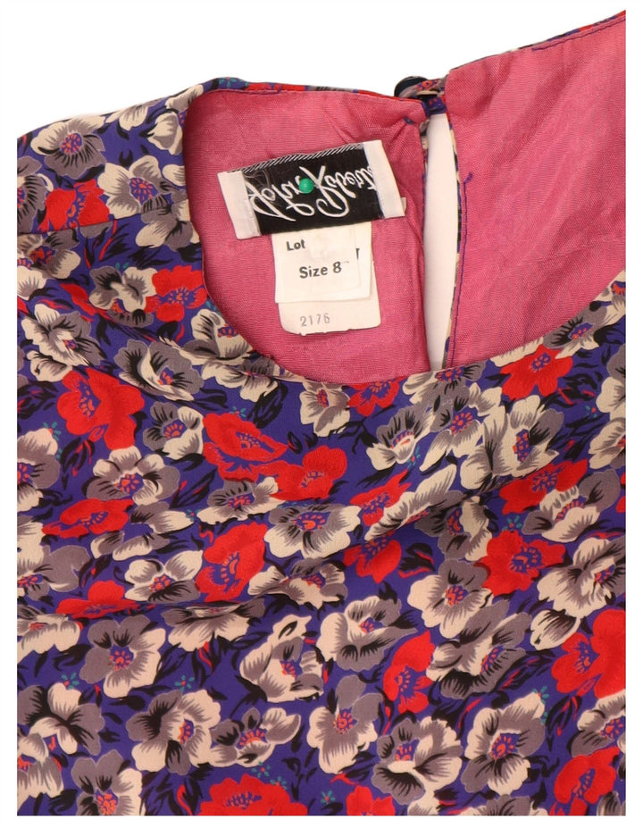 Vintage kvinders 3/4 ærmer skede kjole US 8 Medium Multicolored Floral