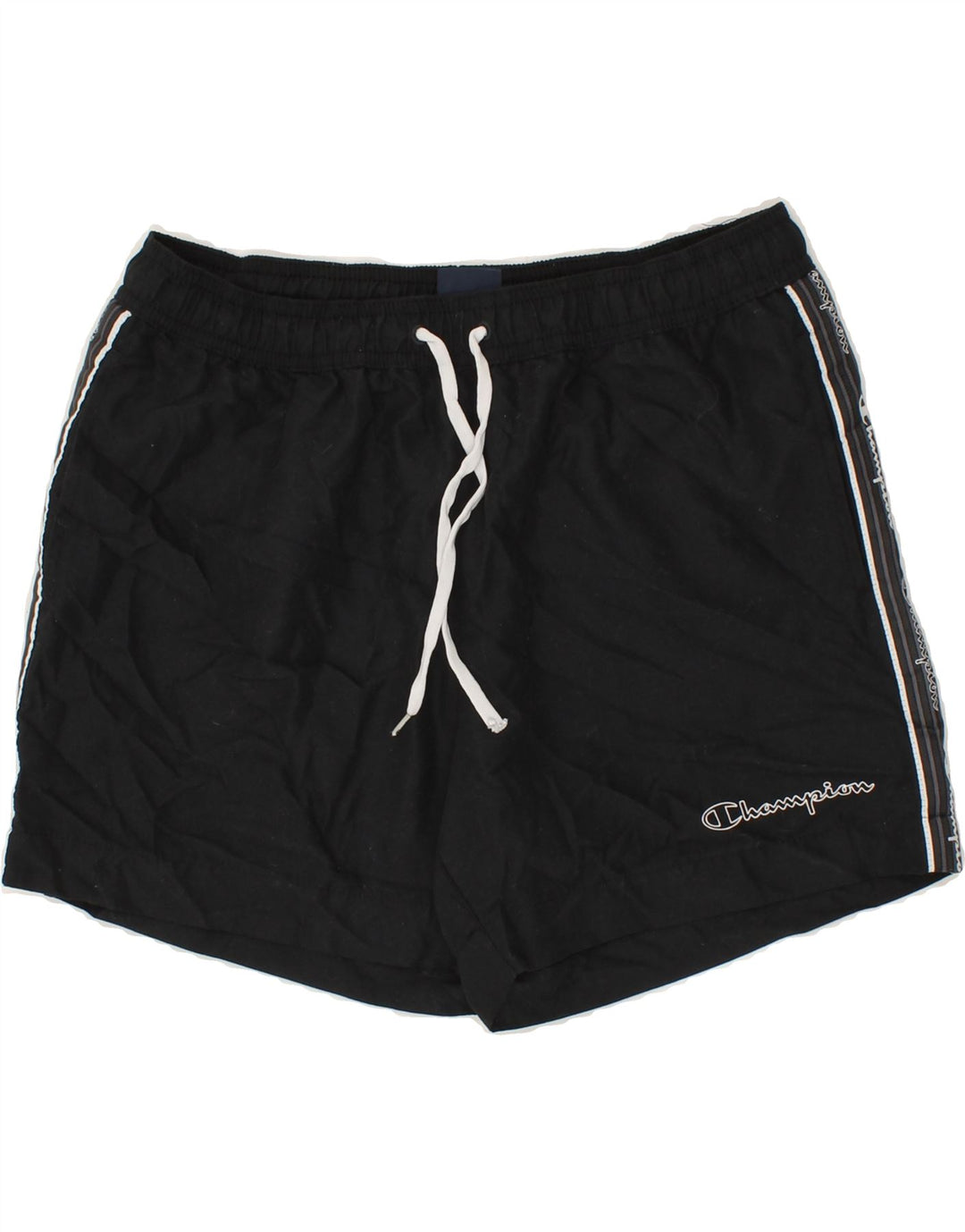 CHAMPION Womens Graphic Sport Shorts Medium Black Vintage Champion and Second-Hand Champion from Messina Hembry 