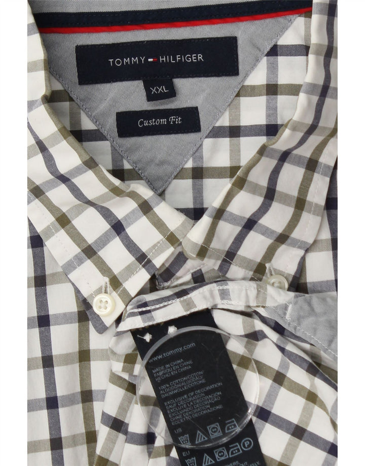 Tommy Hilfiger Herre Custom Fit skjorte 2XL Hvid Gingham Bomuld