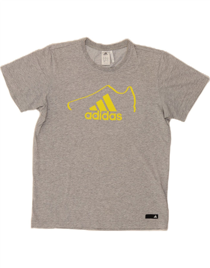 ADIDAS Mens Climalite Graphic T-Shirt Top Medium Grey Cotton Vintage Adidas and Second-Hand Adidas from Messina Hembry 