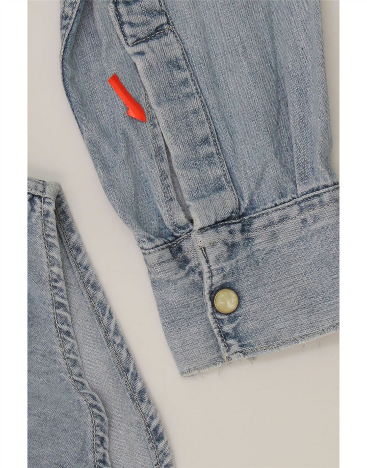 Rifle Dame Regular Fit Denim Shirt UK 12 Medium Blue Bomuld