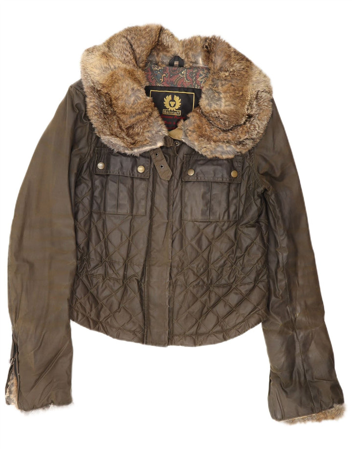 Belstaff Vokset bomuldsjakke til kvinder IT 44 Medium Khaki Bomuld