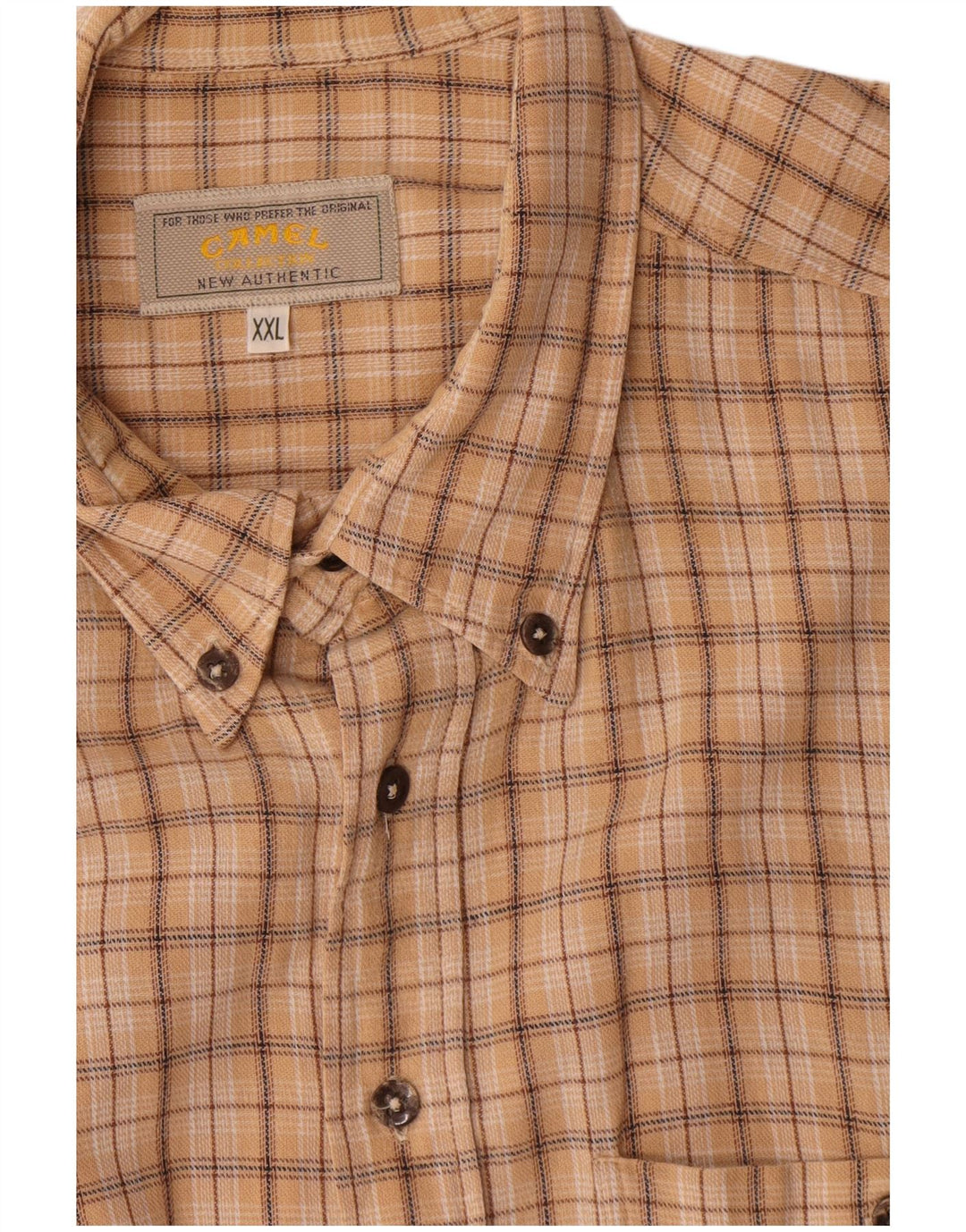 Camel Herre Flanelskjorte 2XL Beige Ternet Bomuld