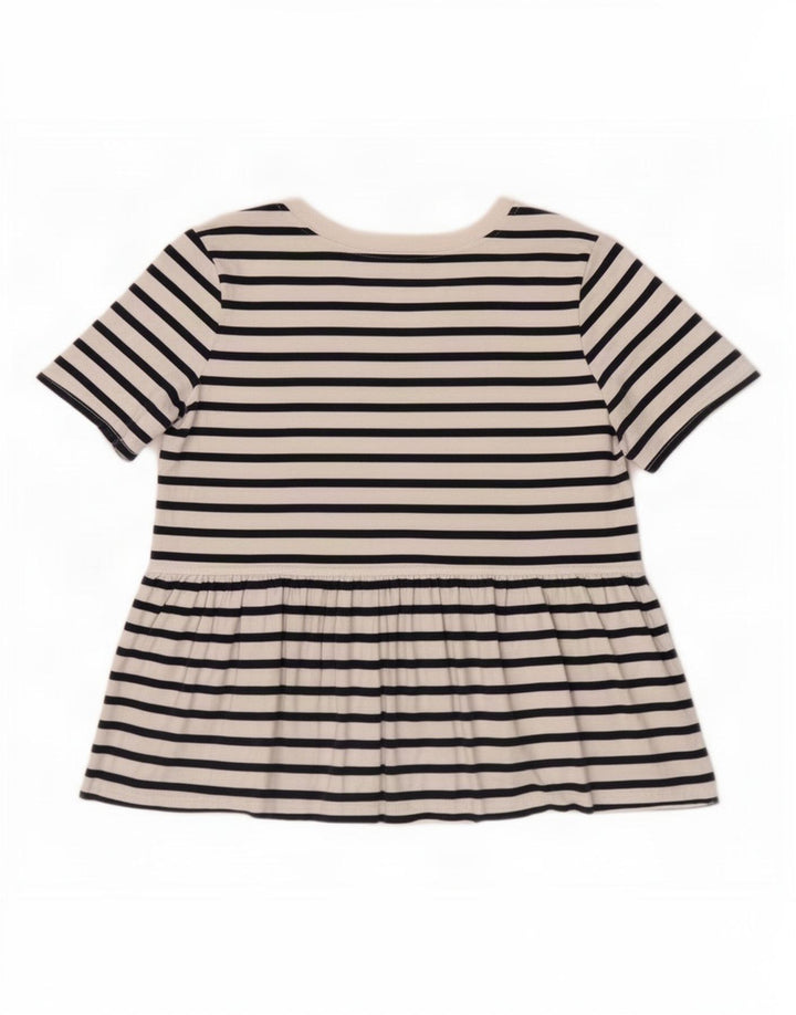 Zara Dame Bluse Top UK 10 Lille Hvid Stribet