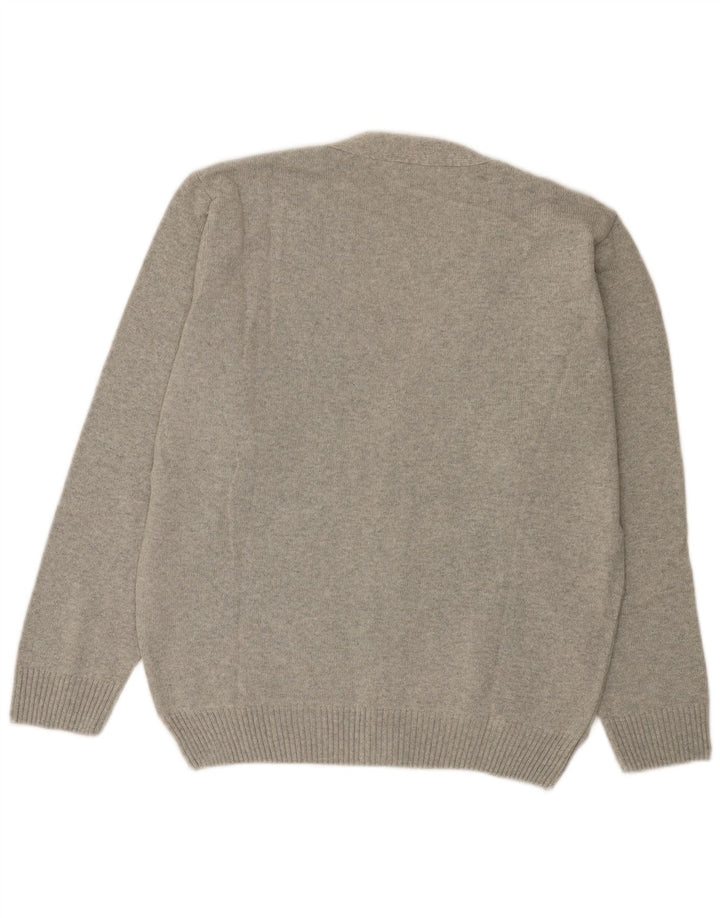 Roger Kent Herre Cardigan Sweater IT 52 Large Grey Argyle/Diamond