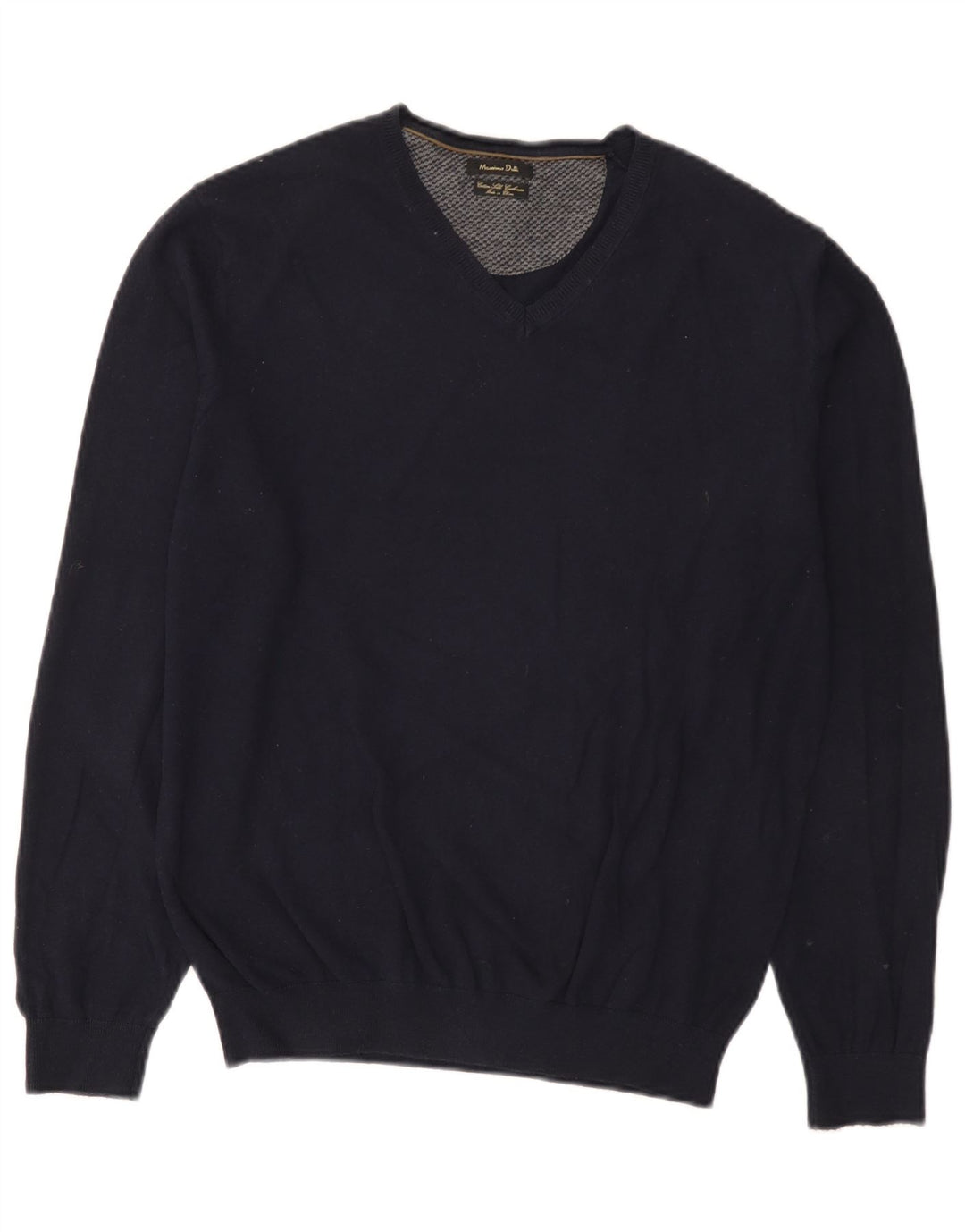 Massimo Dutti Herre V-hals sweater Stor marineblå bomuld