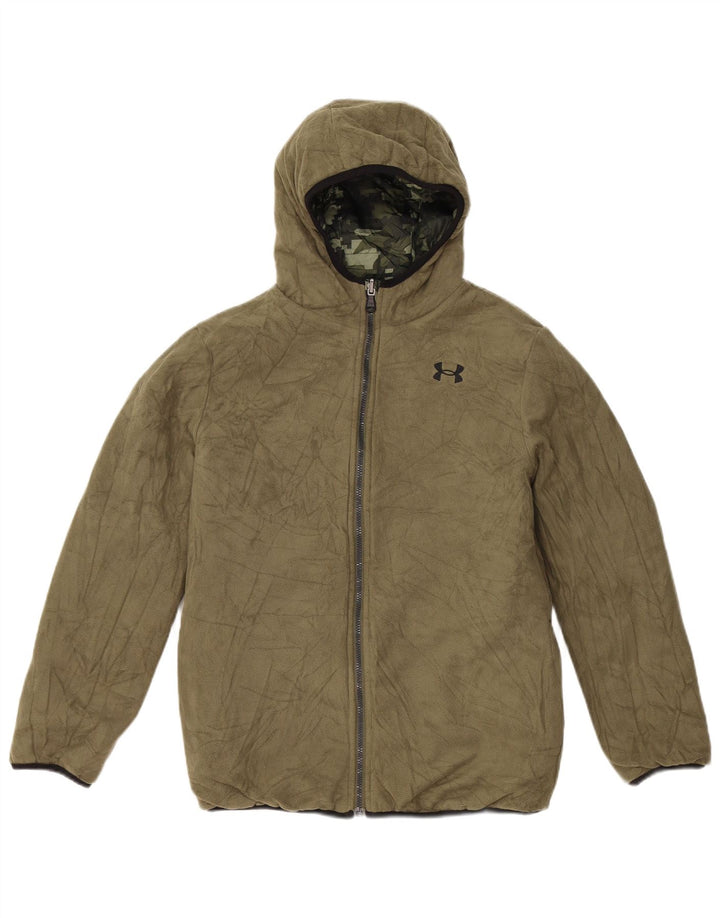 UNDER ARMOUR drenge hætte polstret frakke 13-14 år Khaki Camouflage