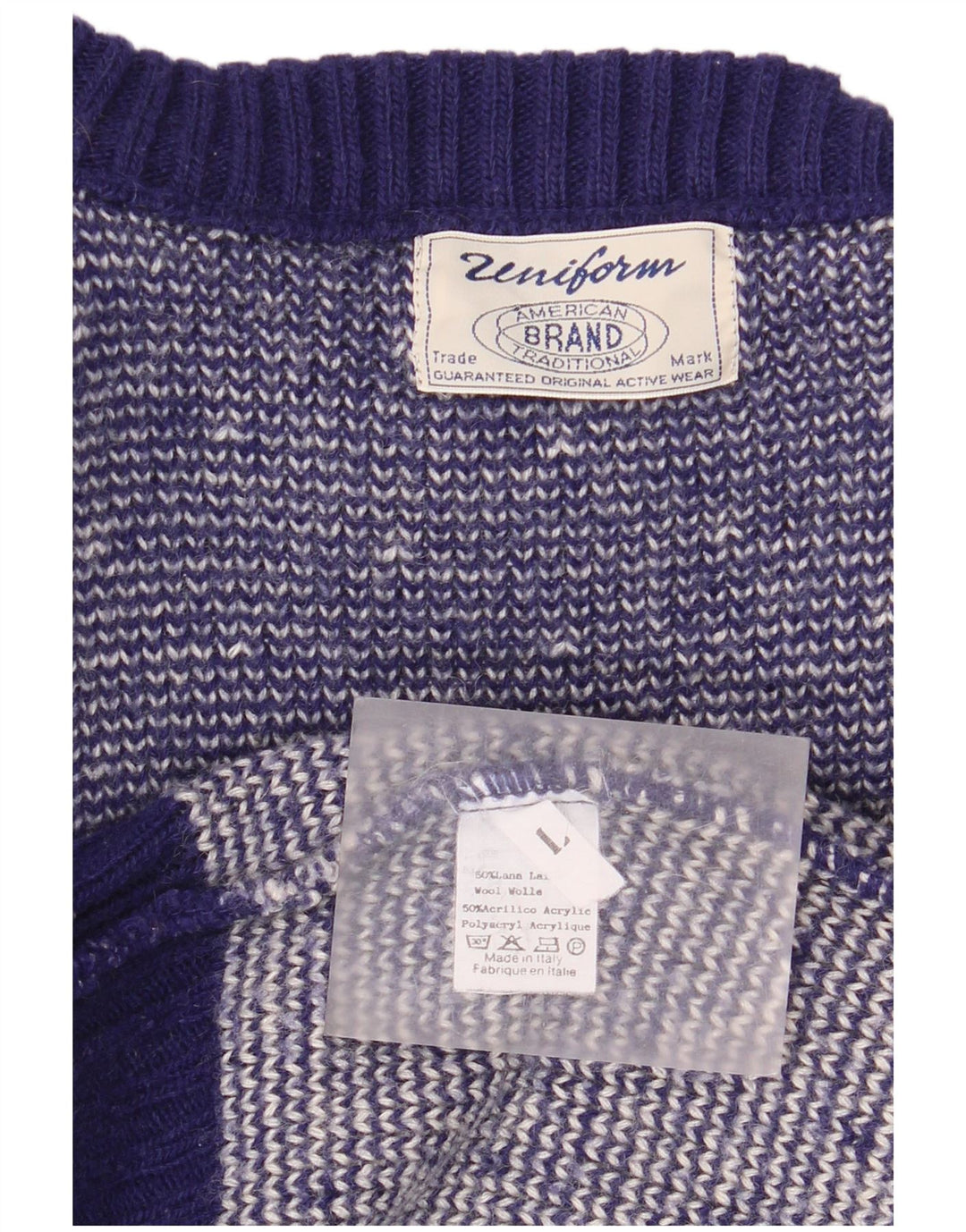 Uniform Herre grafisk rund hals sweater stor marineblå Fair Isle