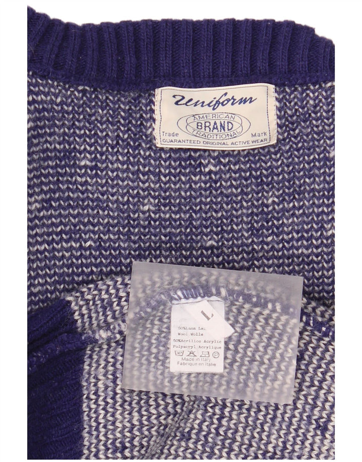 Uniform Herre grafisk rund hals sweater stor marineblå Fair Isle