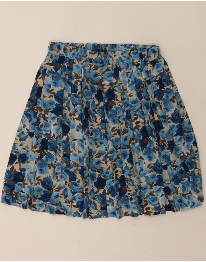 Vintage plisseret nederdel til kvinder W28 Medium Blue Floral