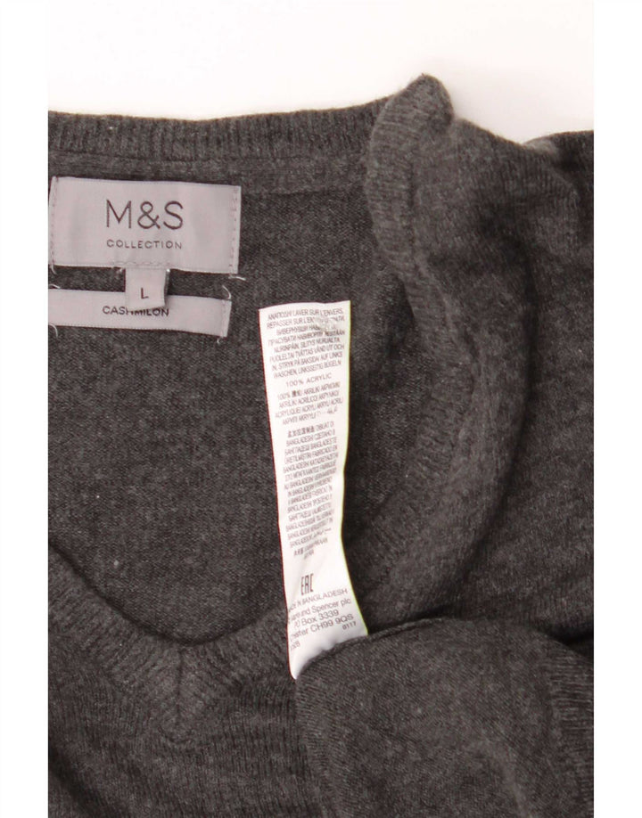 Marks & Spencer Herre V-hals sweater Stor Grå Akryl