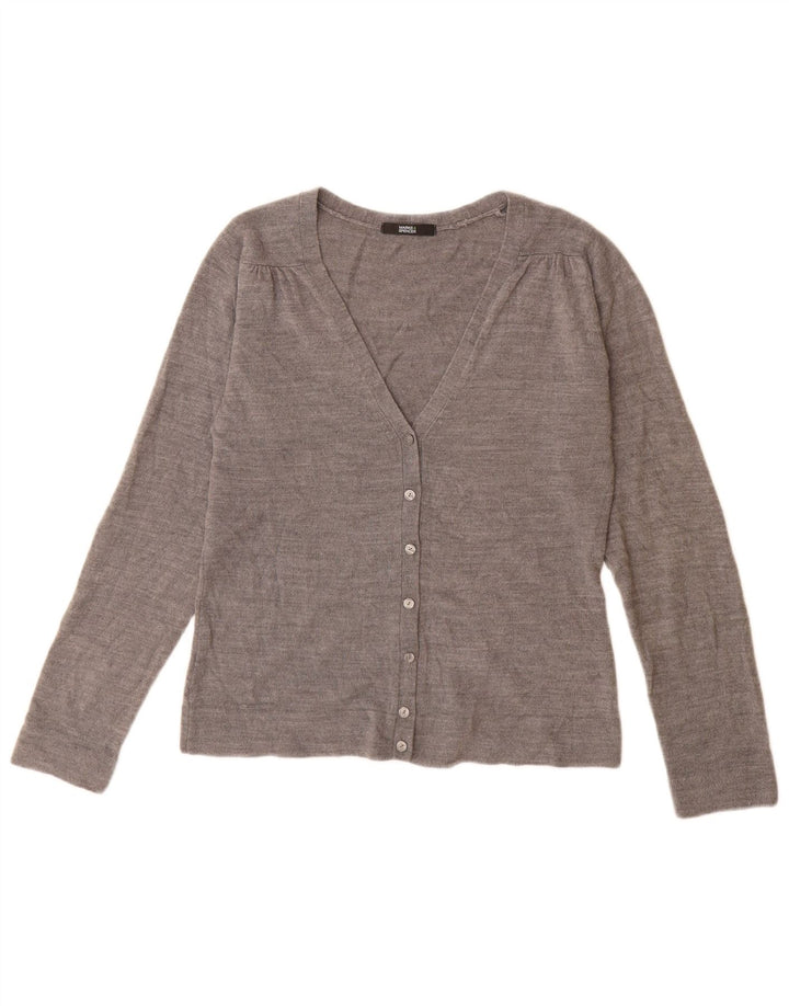 Marks & Spencer Dame Cardigan Sweater UK 12 Medium Grå Akryl