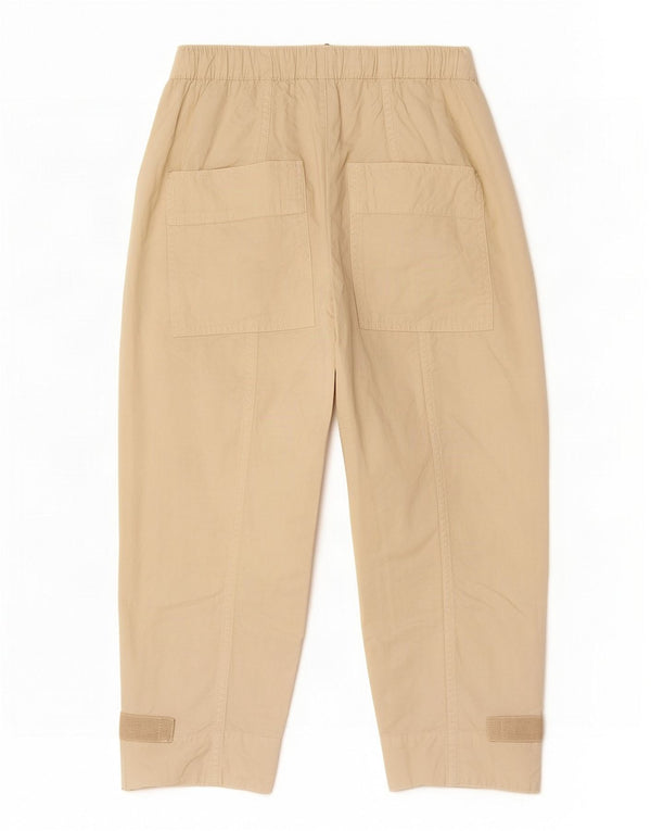 Zara Womens High Waist Cropped Trousers XS W24 L22 Beige Lyocell