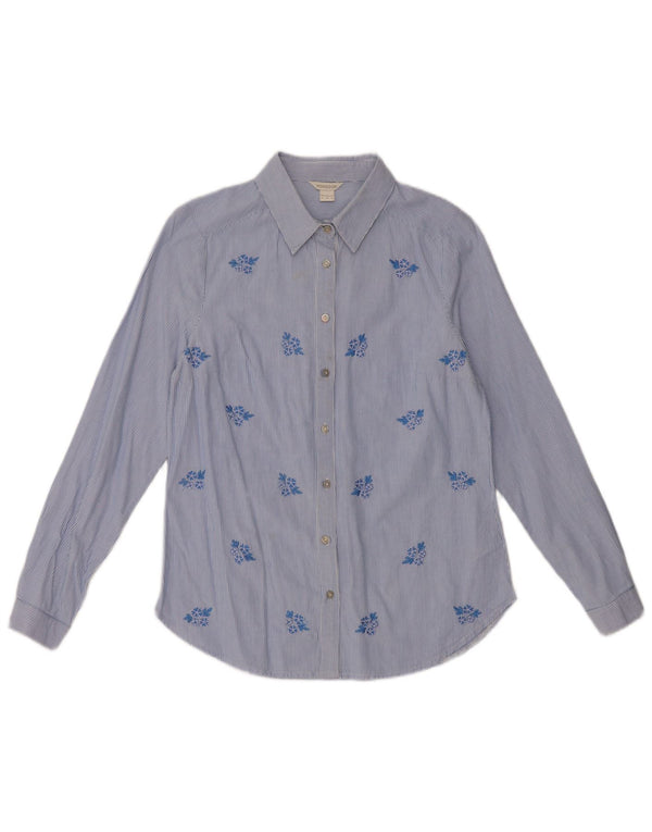 Monsoon Womens Shirt UK 8 Small Blue Floral Cotton