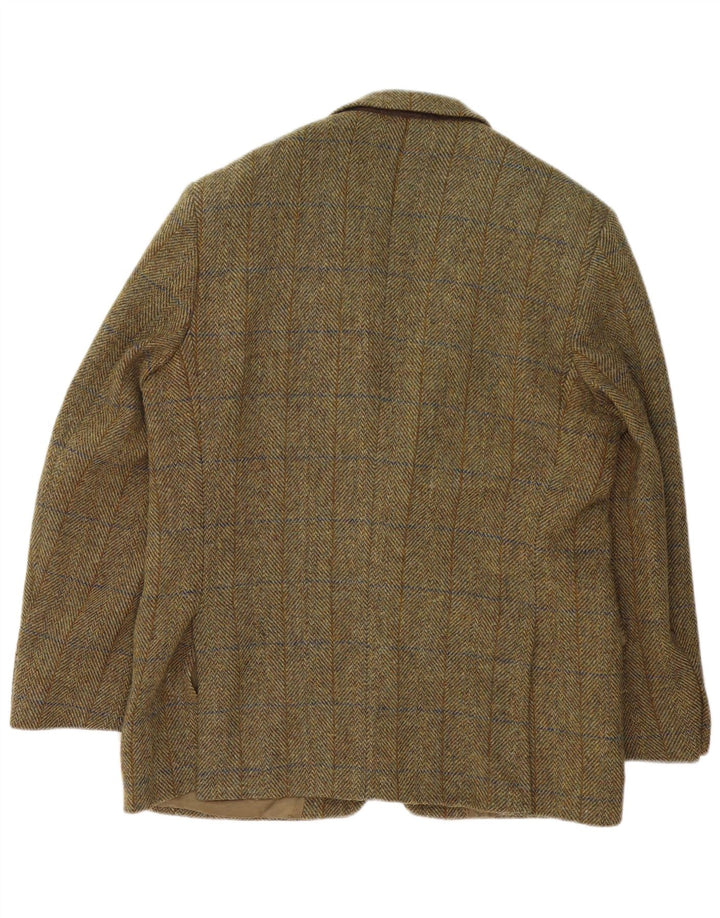 Harris Tweed Herre 2 Button Blazer Jacket UK 42 XL Khaki Check New Wool