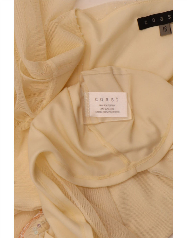 COAST Womens Crop See Through Bluse Top UK 16 Large Yellow Polyester