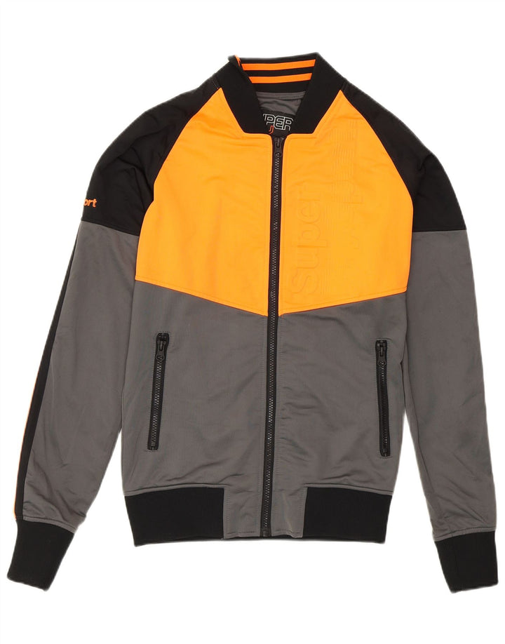 Superdry træningsjakke til mænd, lille grå farveblok polyester
