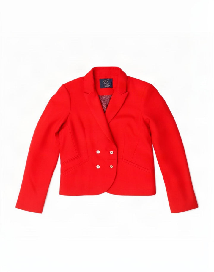 Zara Dame Dobbeltradet Blazer Jacket UK 14 Large Red