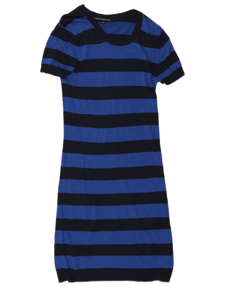 French Connection Dame Jumper Dress UK 14 Mellem blå stribet