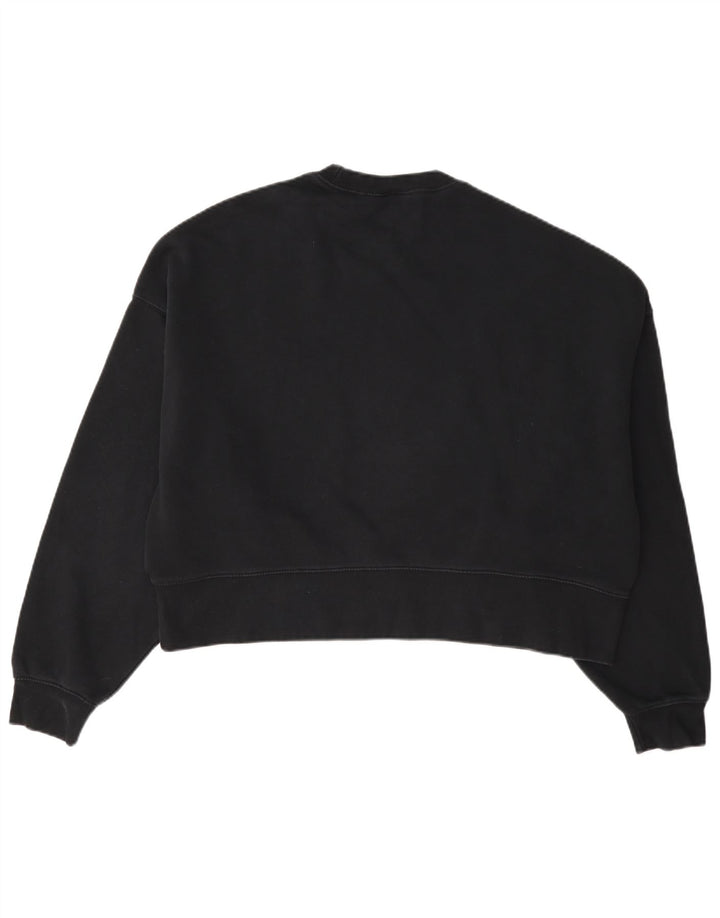 Nike Womens Crop Oversized Sweatshirt Jumper UK 10 Small Black Bomuld