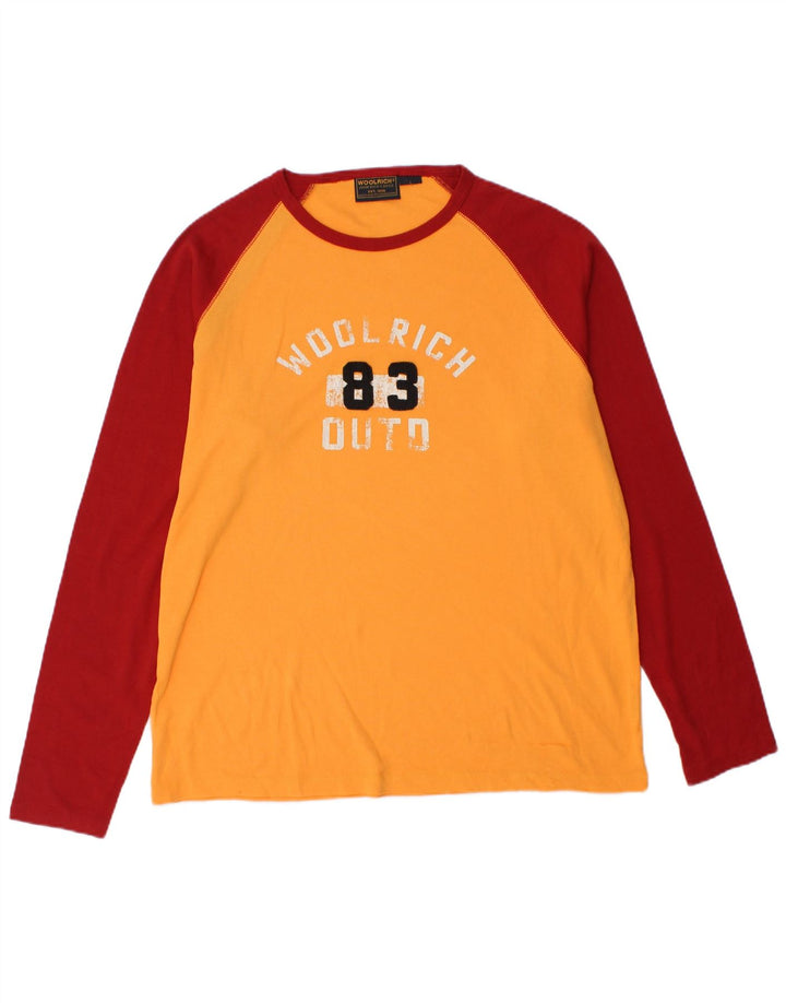 Woolrich Herre Grafisk Top Langærmet Stor Orange Colourblock Bomuld