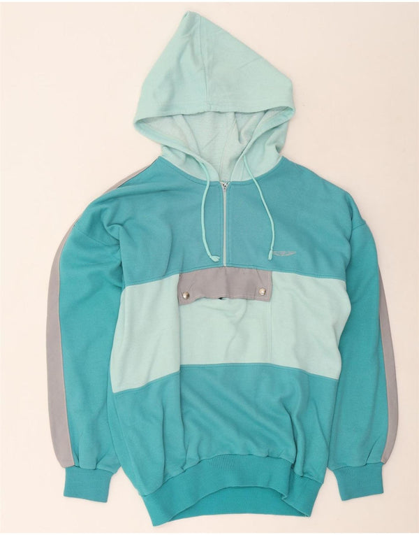 F.LLI Campagnolo Herre Zip Neck Hoodie Jumper IT 52 Large Blue Colourblock