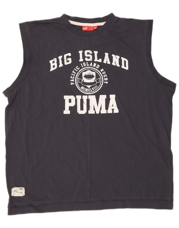 Puma herre grafisk vest top 2XL marineblå bomuld