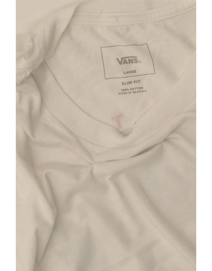 VANS Herre Slim Fit Grafisk T-Shirt Top Stor Hvid