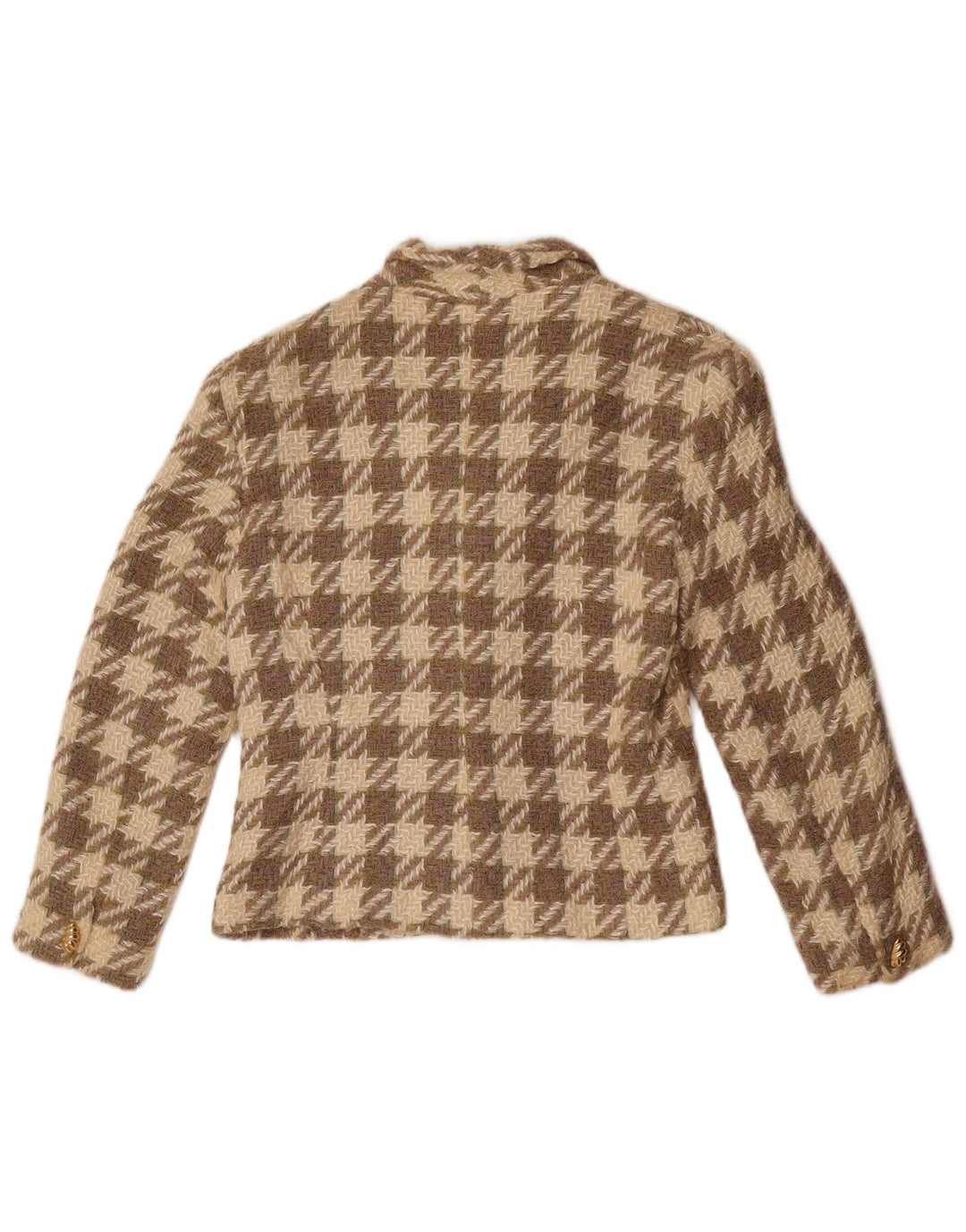 Vintage dame 3-knaps blazerjakke UK 12 Medium Brown Houndstooth