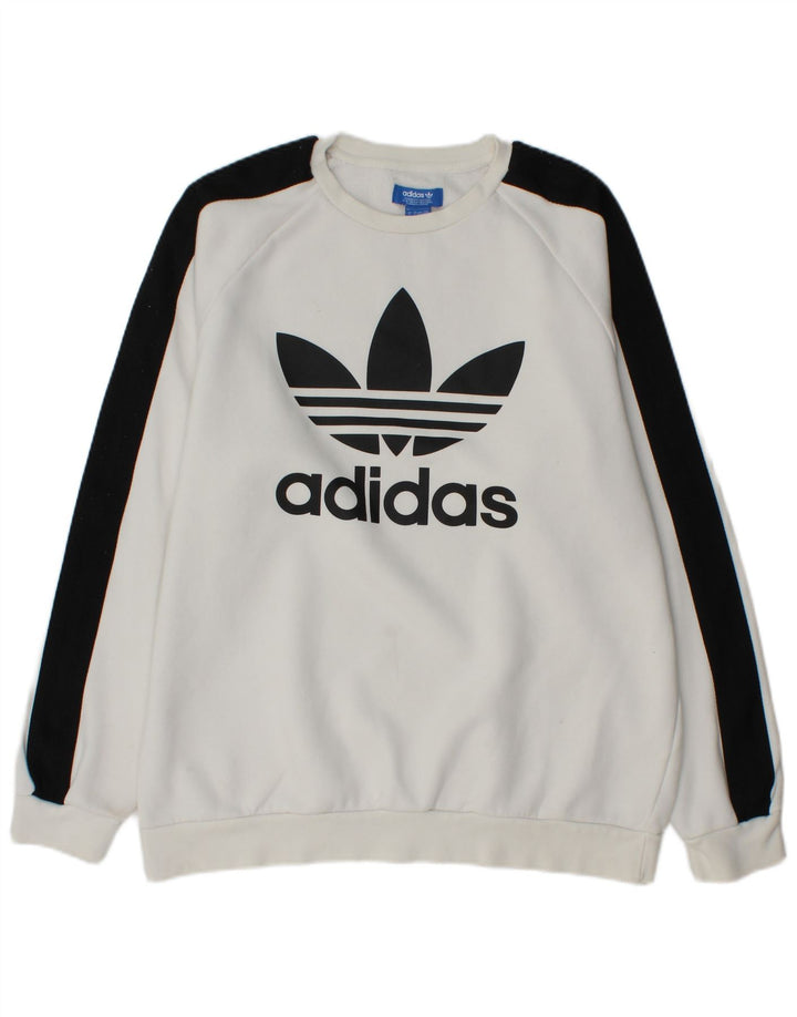 Adidas grafisk sweatshirt til mænd, stor hvid colourblock bomuld