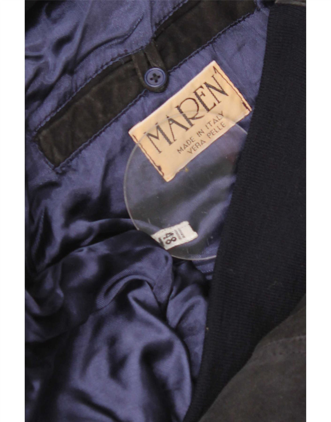 Maren Herre Ruskind Bomber Jacket IT 48 Medium Navy Blue Læder