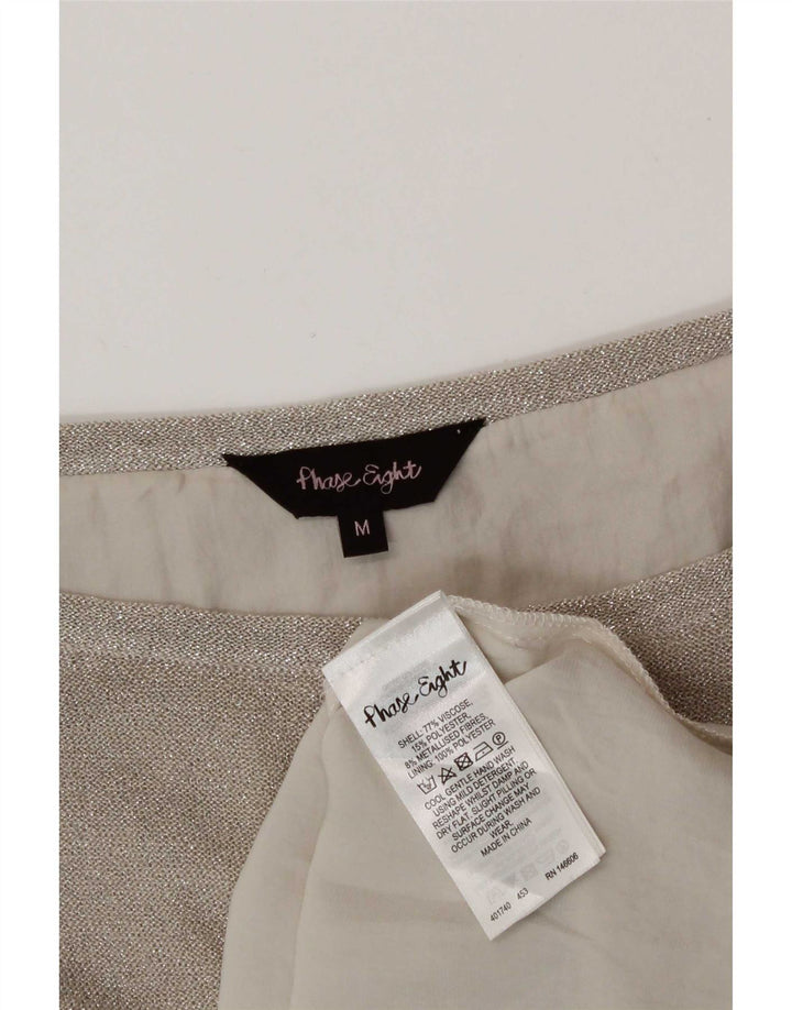 Phase Eight Dame Oversized bluse Top UK 14 Medium Silver Viscose