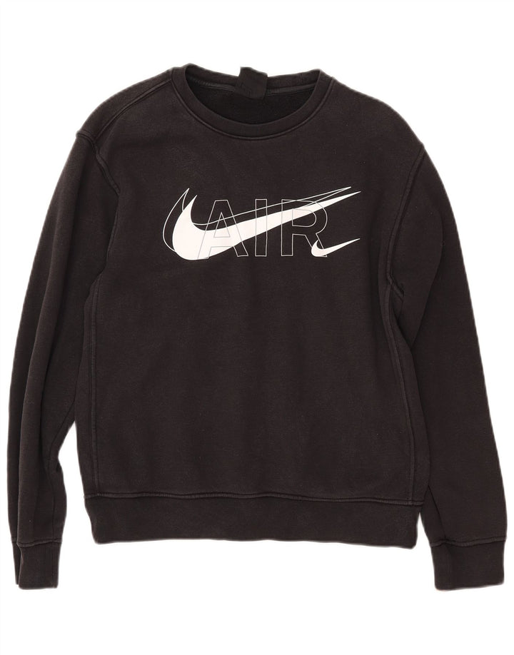 NIKE Dame Oversized grafisk sweatshirt Jumper UK 10 Lille sort bomuld