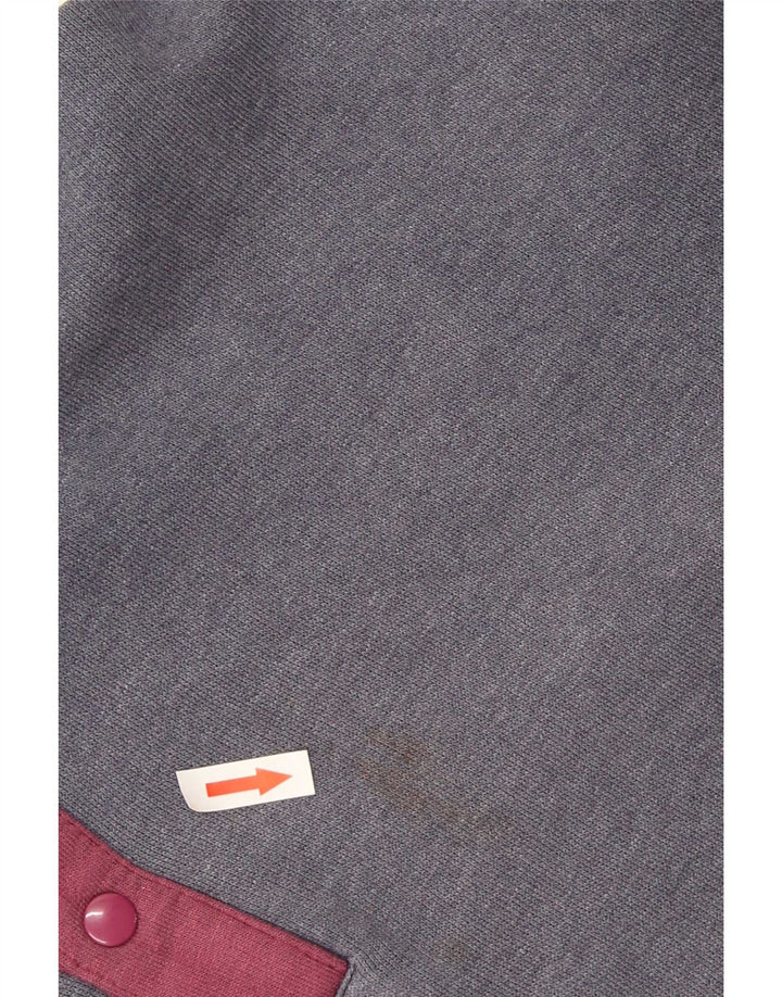 Roby Herre Button Neck Sweatshirt Jumper Medium Navy Blue Colourblock Bomuld
