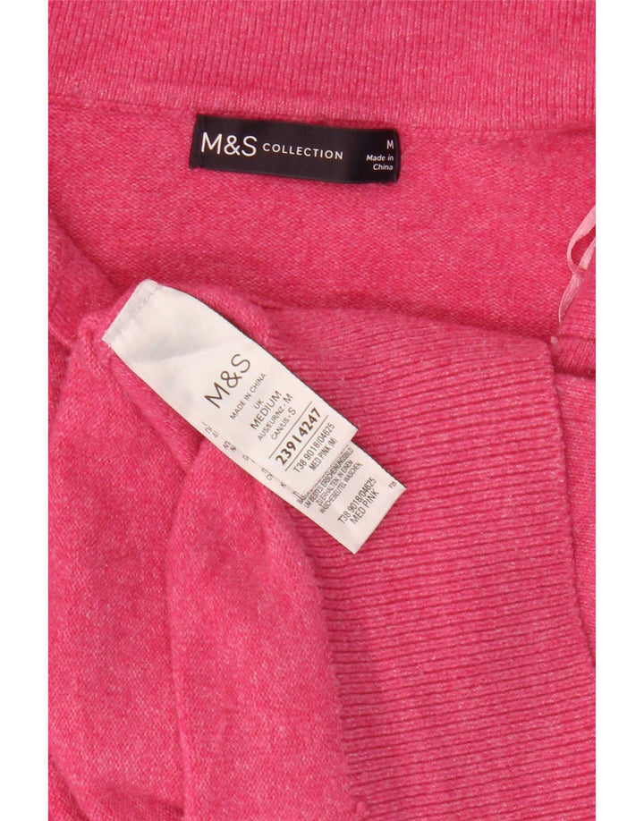 Marks & Spencer Dame Polo Neck Jumper Sweater UK 14 Medium Pink Polyester