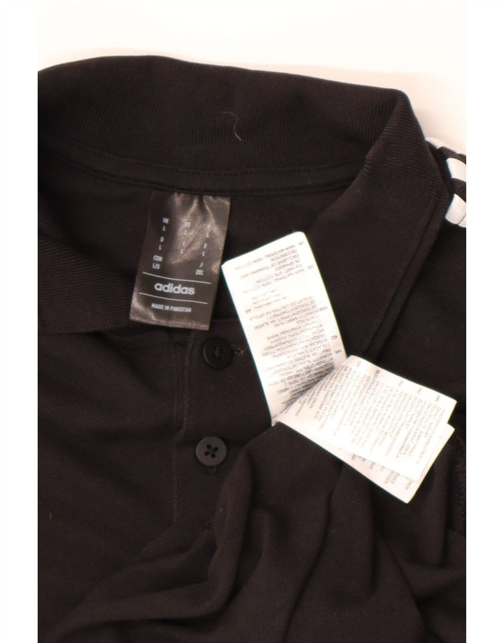 Adidas Mens Polo Shirt Large Black Cotton