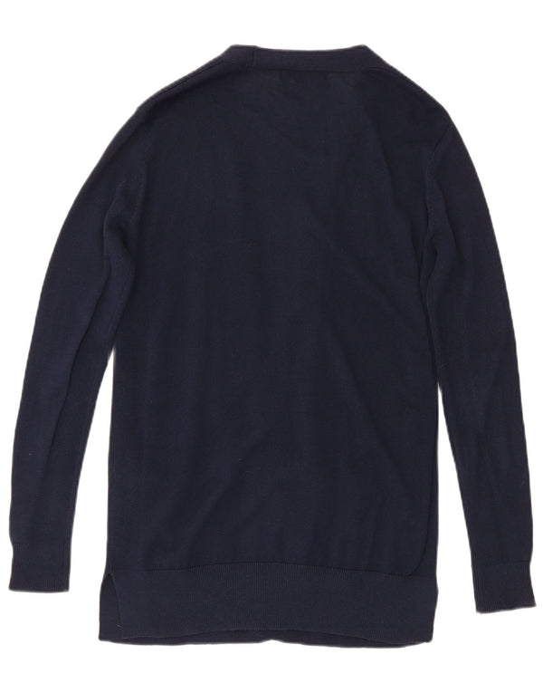 Marks & Spencer Womens Longline Cardigan Sweater UK 10 Small Navy Blue