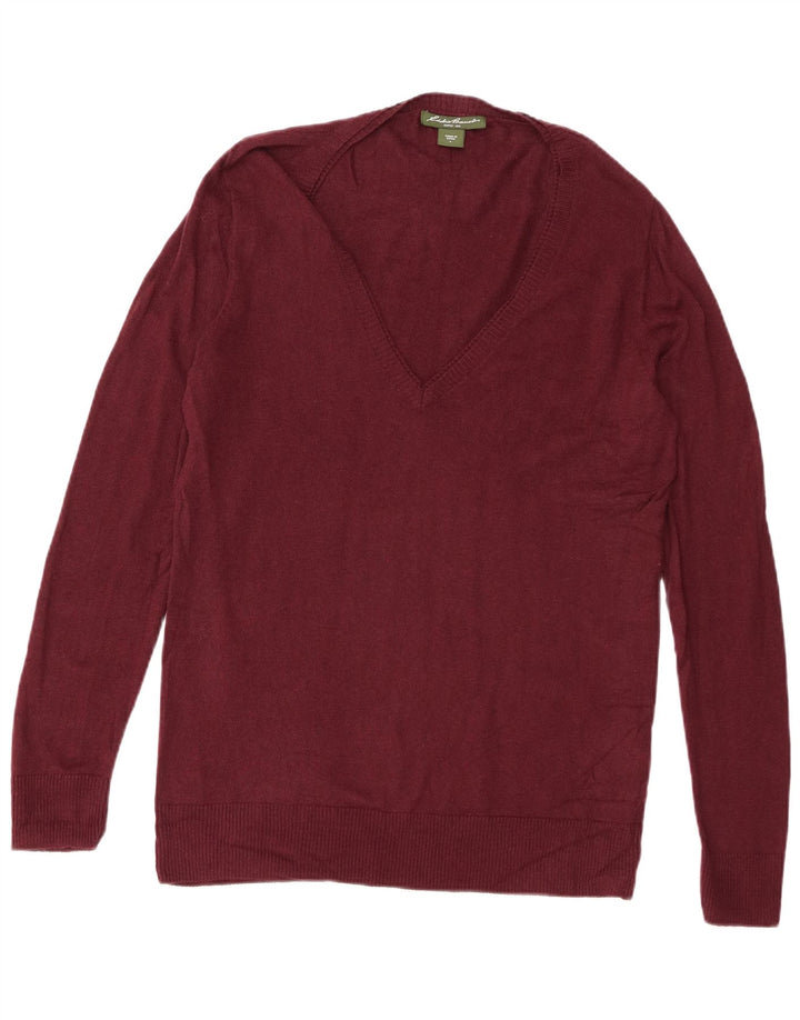 Eddie Bauer Herre V-hals sweater Stor Bourgogne bomuld