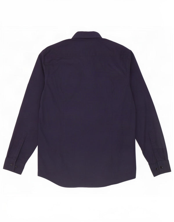 Hugo Boss Herre Slim Fit Skjorte Størrelse 42 16 1/2 Large Marineblå Bomuld