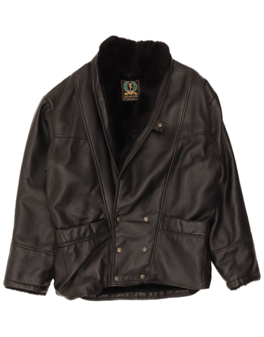 Alta Moda Herre Double Breasted Shearling Jacket UK 42 XL Black Shearling