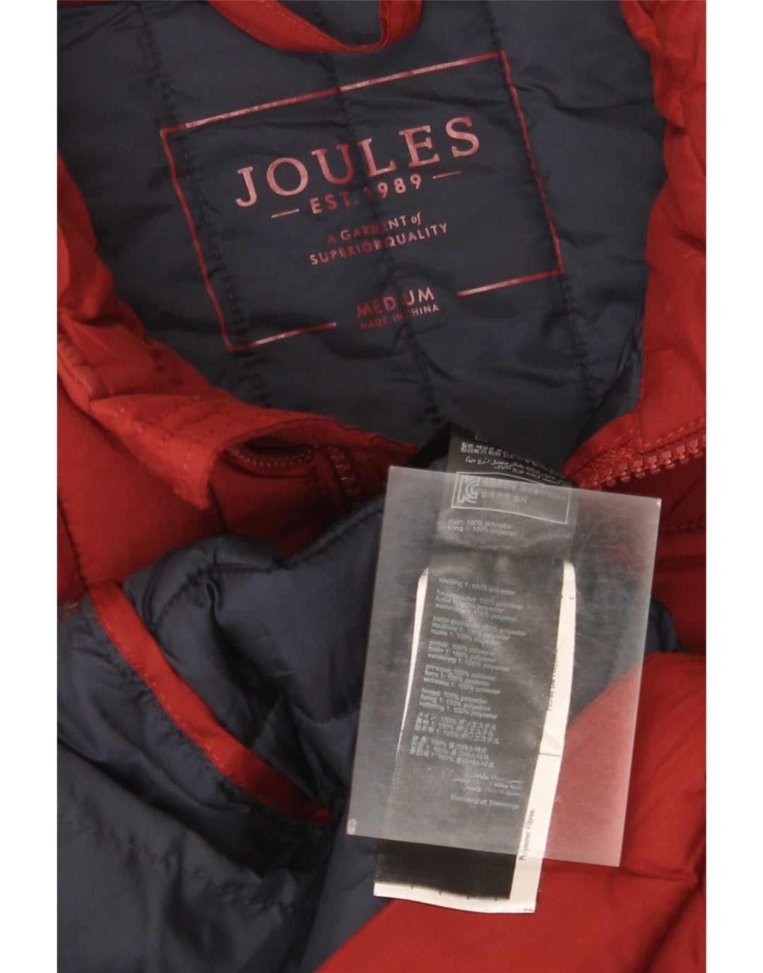Joules Herre Polstret Gilet UK 38 Medium Burgundy Polyester
