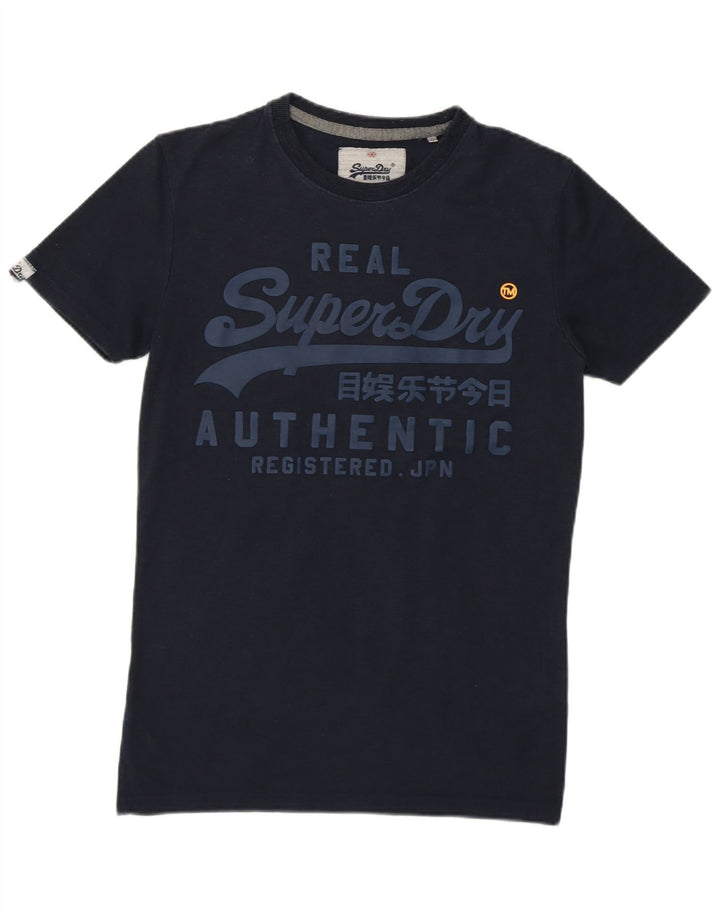 SUPERDRY Herre grafisk T-shirt Top XS Marineblå Bomuld