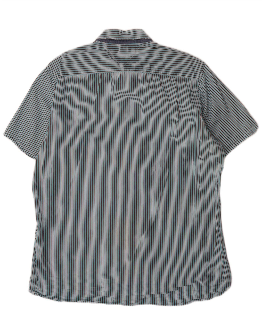 TOMMY HILFIGER Herre Custom Fit kortærmet skjorte, stor blå stribet