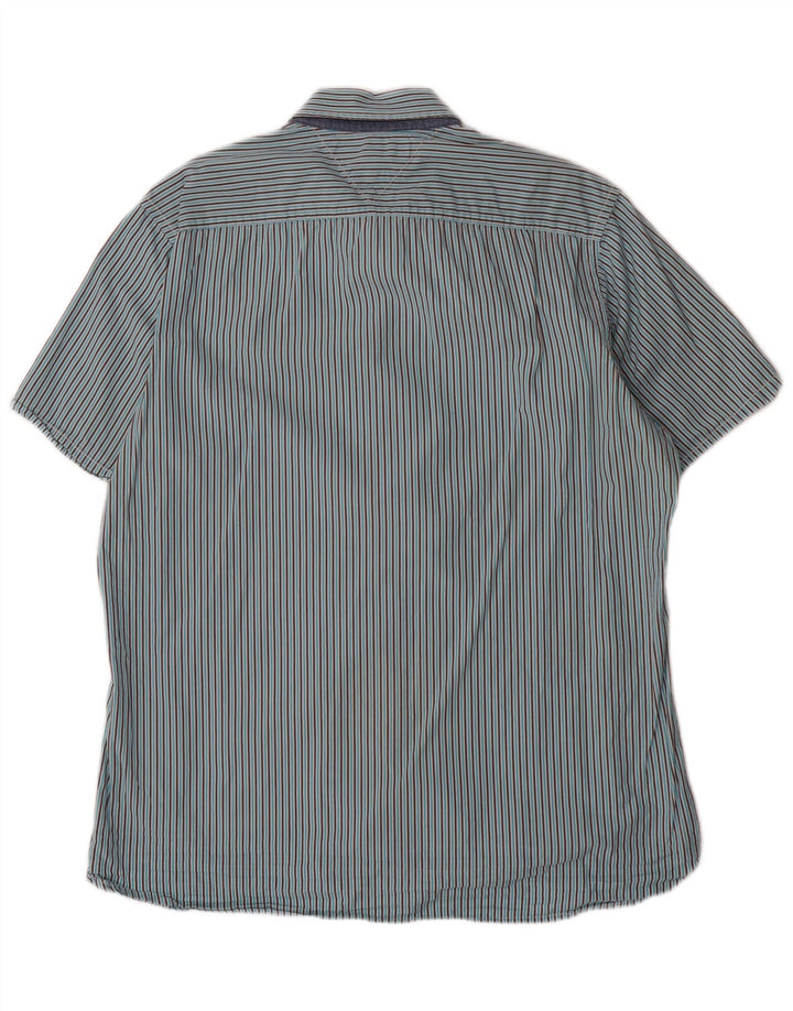 TOMMY HILFIGER Herre Custom Fit kortærmet skjorte, stor blå stribet