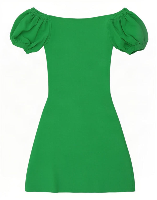 Zara Kvinder Off Shoulder Kjole UK 12 Medium Green Viscose