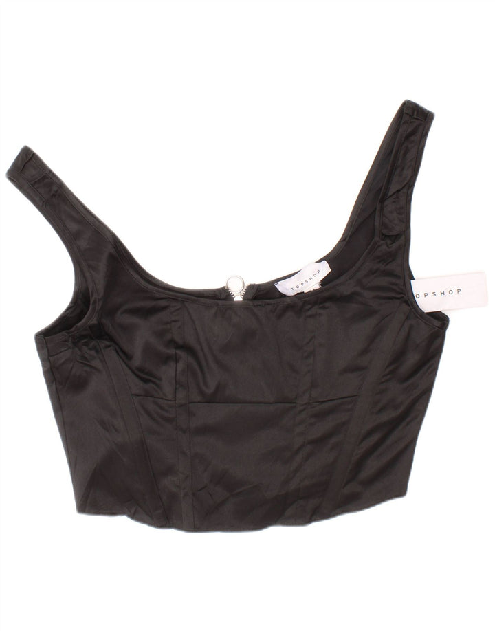Topshop Dame Crop Corset Top UK 6 XS Sort Polyester