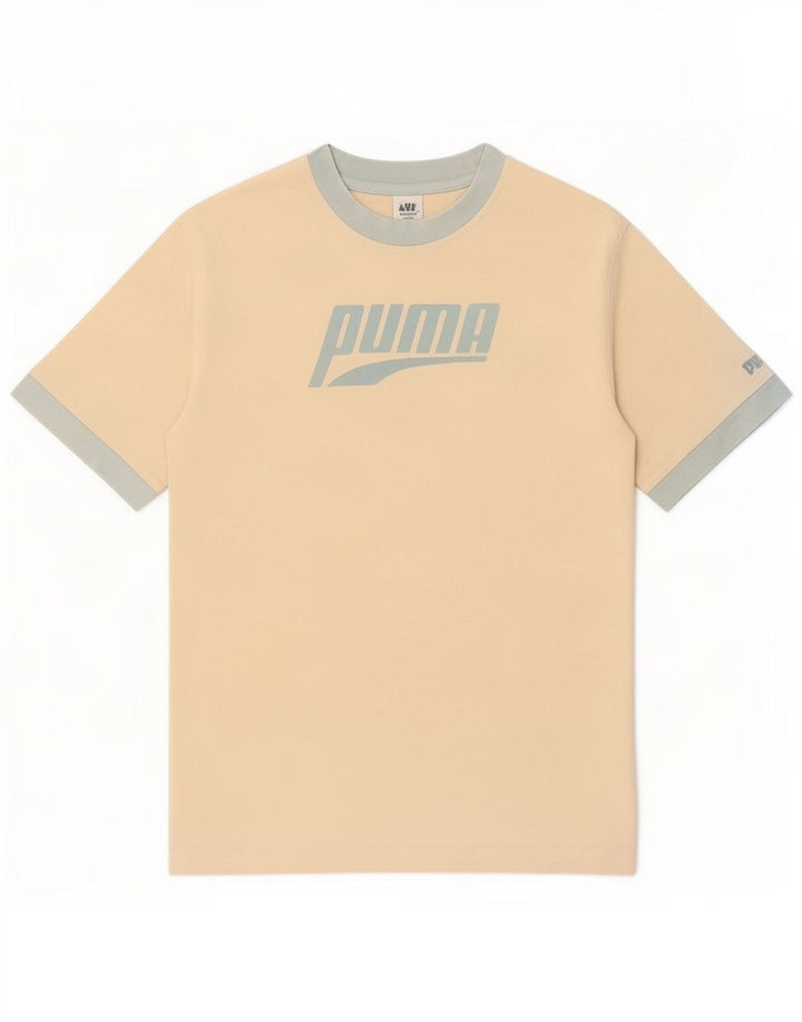 Puma Herre grafisk T-shirt Top Small Off White Colourblock